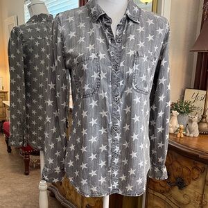 Rails Gray Star Pattern Button-Down Shirt